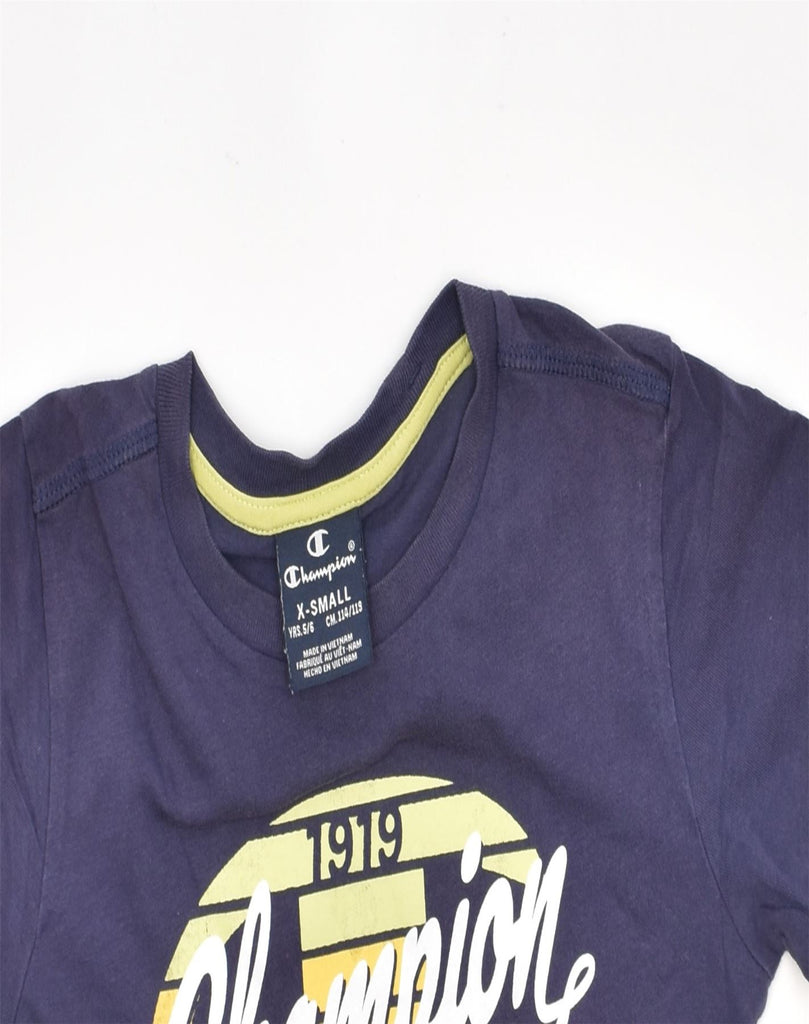 CHAMPION Boys Graphic T-Shirt Top 5-6 Years XS Purple Cotton | Vintage | Thrift | Second-Hand | Used Clothing | Messina Hembry 