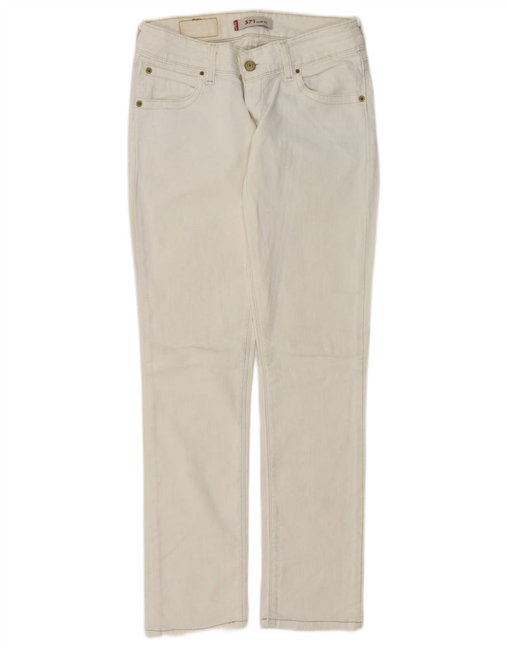 Levi's Womens 571 Slim Jeans W28 L30 White Cotton