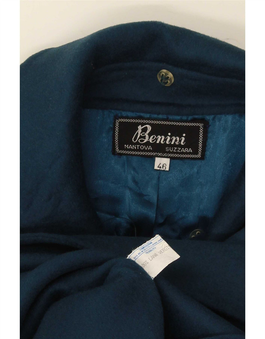 Vintage Womens Overcoat IT 46 Large Navy Blue Wool