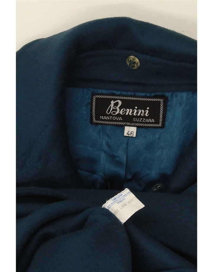 Vintage Womens Overcoat IT 46 Large Navy Blue Wool