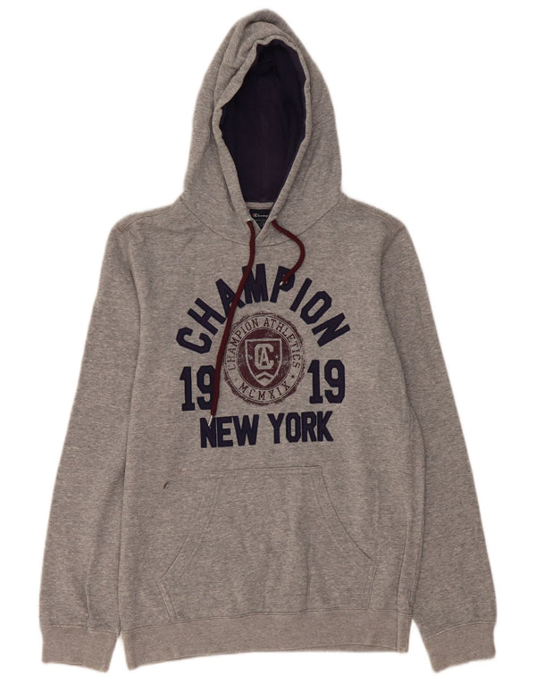 CHAMPION Mens Graphic Hoodie Jumper Medium Grey