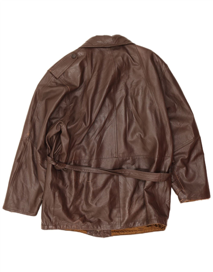Vintage Mens Military Leather Jacket IT 52 XL Brown Leather