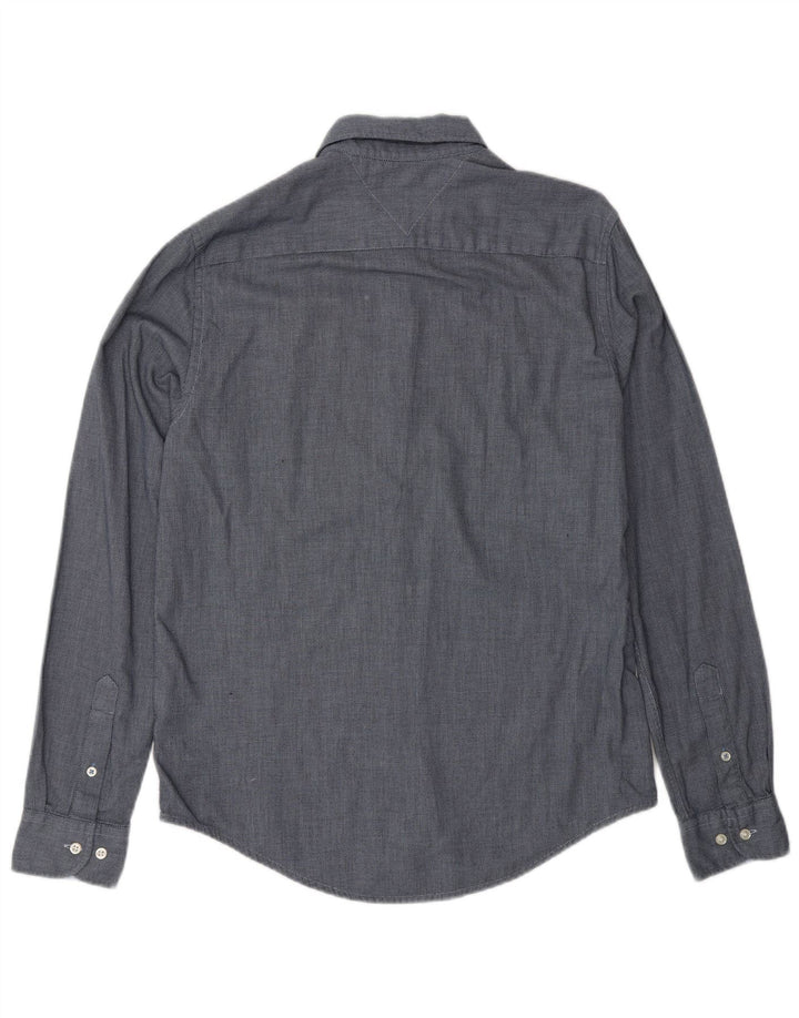TOMMY HILFIGER Mens Slim Fit Shirt Small Navy Blue Cotton