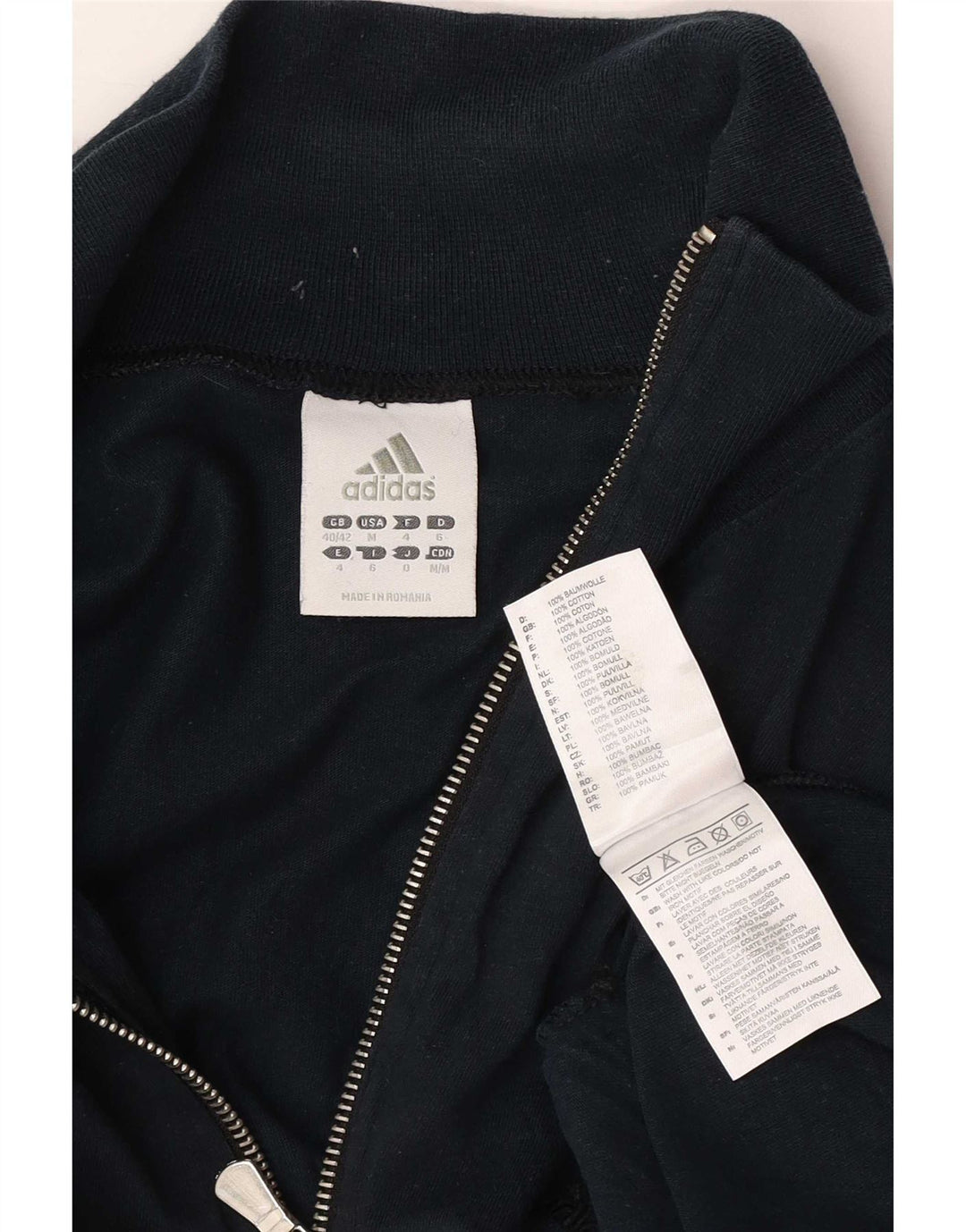 Adidas Mens Tracksuit Top Jacket UK 40/42 Medium Navy Blue Cotton