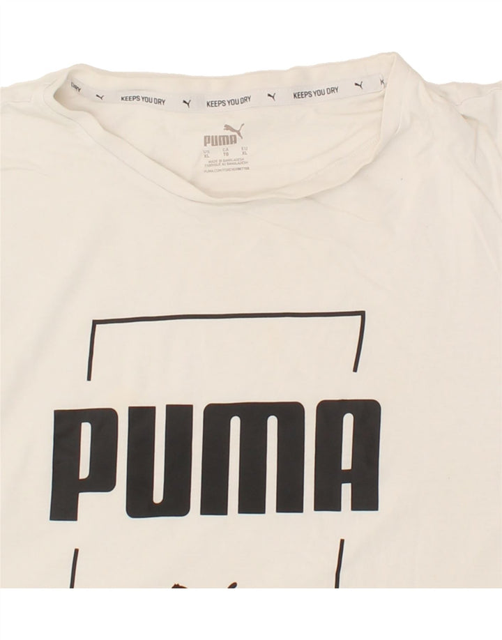 PUMA Mens Graphic T-Shirt Top XL White Vintage Puma and Second-Hand Puma from Messina Hembry 