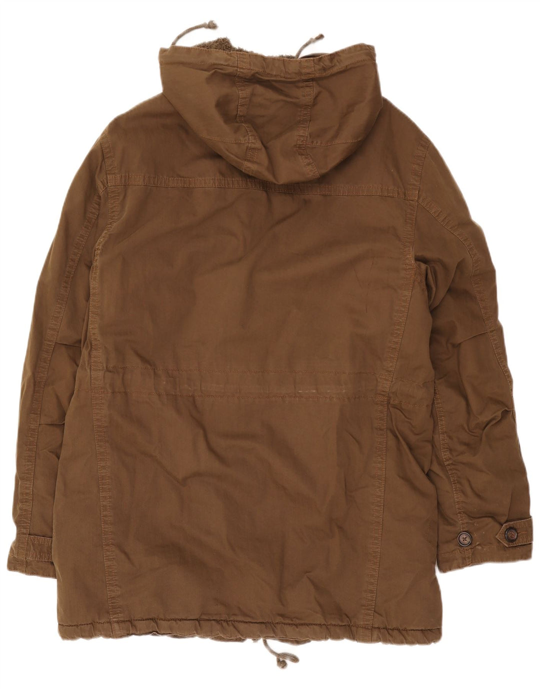 Tommy Hilfiger Mens Hooded Parka Jacket UK 38 Medium Brown Cotton