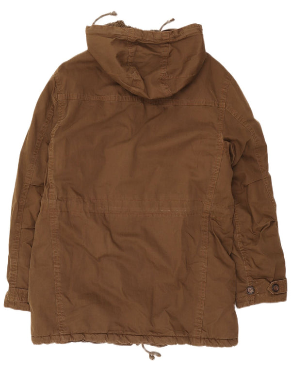 Tommy Hilfiger Mens Hooded Parka Jacket UK 38 Medium Brown Cotton