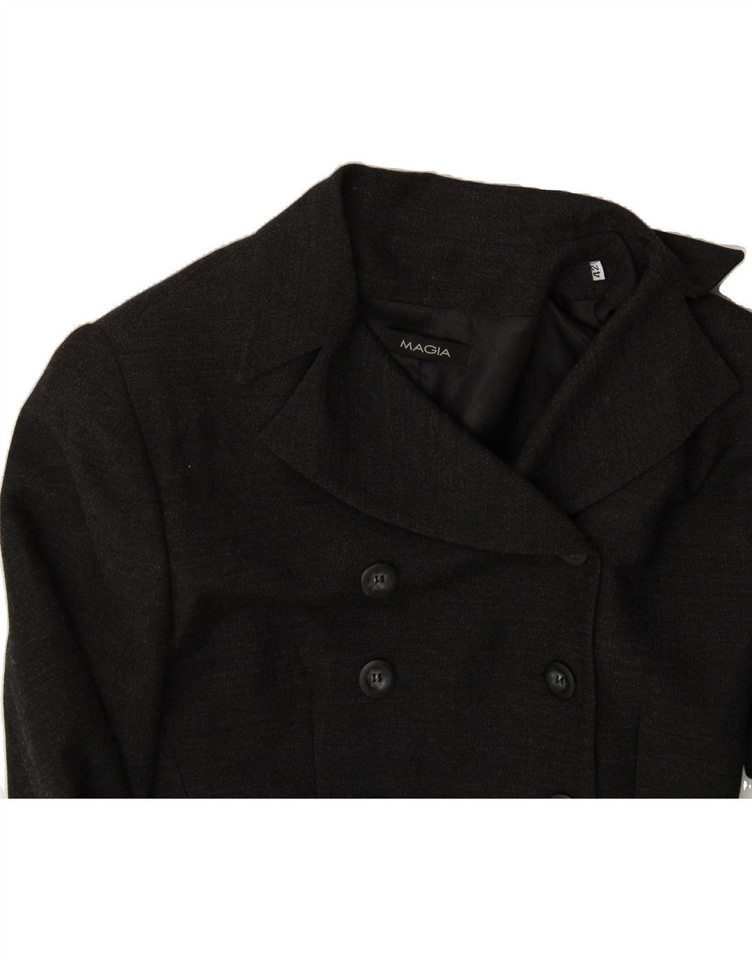 MAGIA Womens Double Breasted Blazer Jacket IT 42 Medium Grey Viscose Vintage Magia and Second-Hand Magia from Messina Hembry 