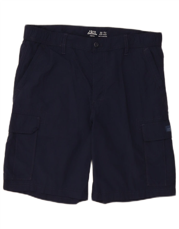 IZOD Mens Salt Water Cargo Shorts W32 Medium Navy Blue Polyamide
