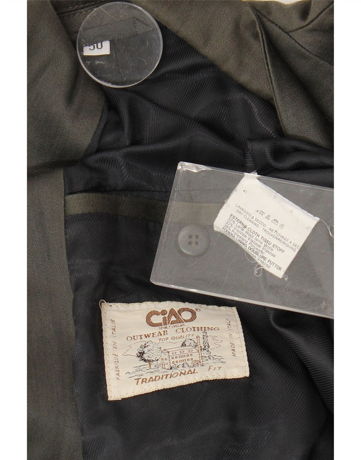 Ciao Mens Double Breasted Blazer Jacket IT 50 Large Grey Wool
