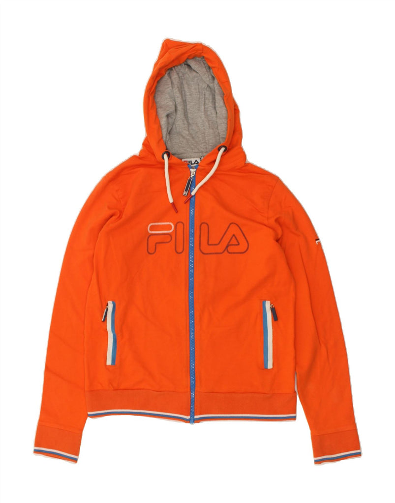 FILA Womens Graphic Zip Hoodie Sweater UK 14 Medium Red Cotton | Vintage Fila | Thrift | Second-Hand Fila | Used Clothing | Messina Hembry 