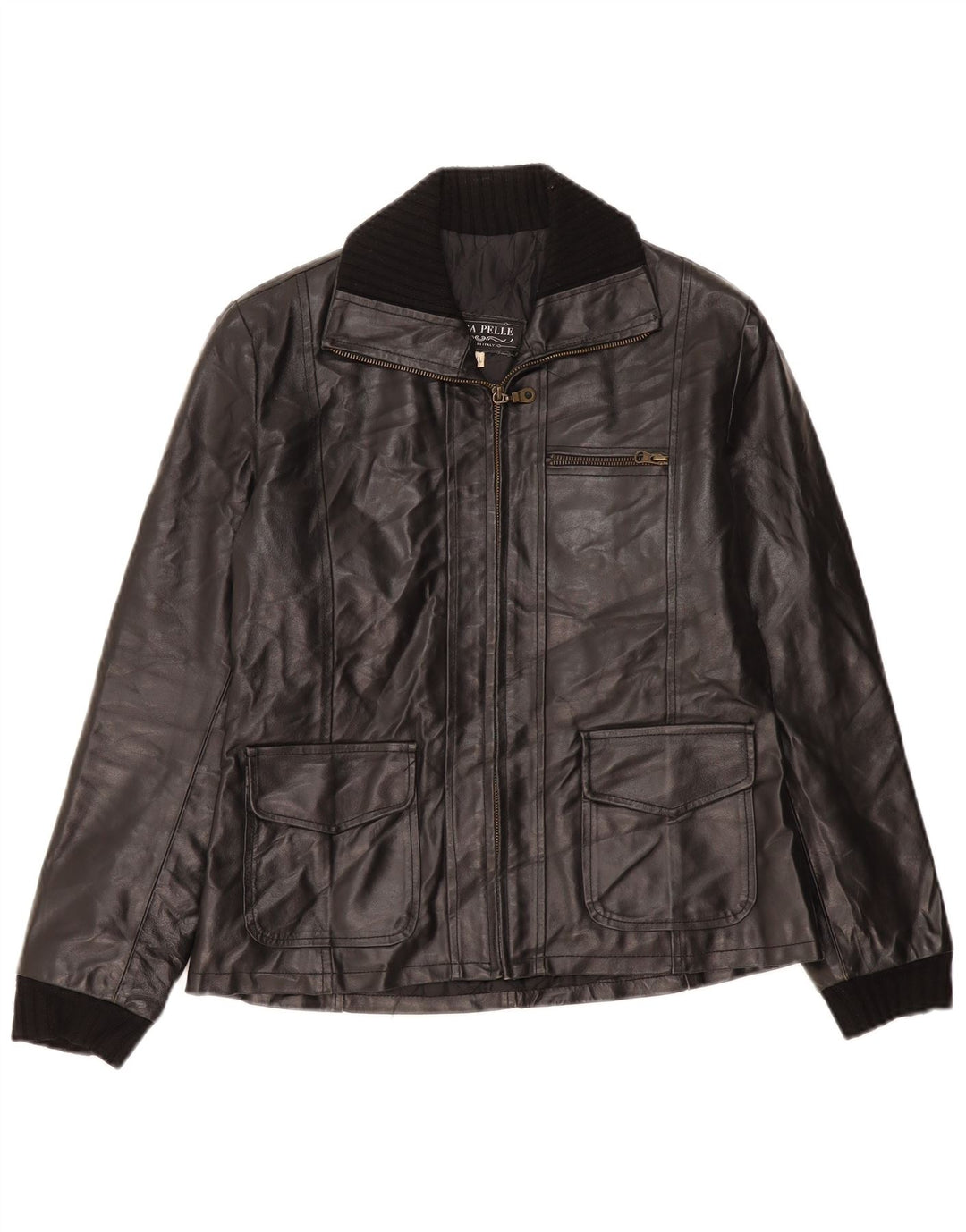 VINTAGE Womens Leather Jacket UK 18 XL Black Leather Vintage Vintage and Second-Hand Vintage from Messina Hembry 