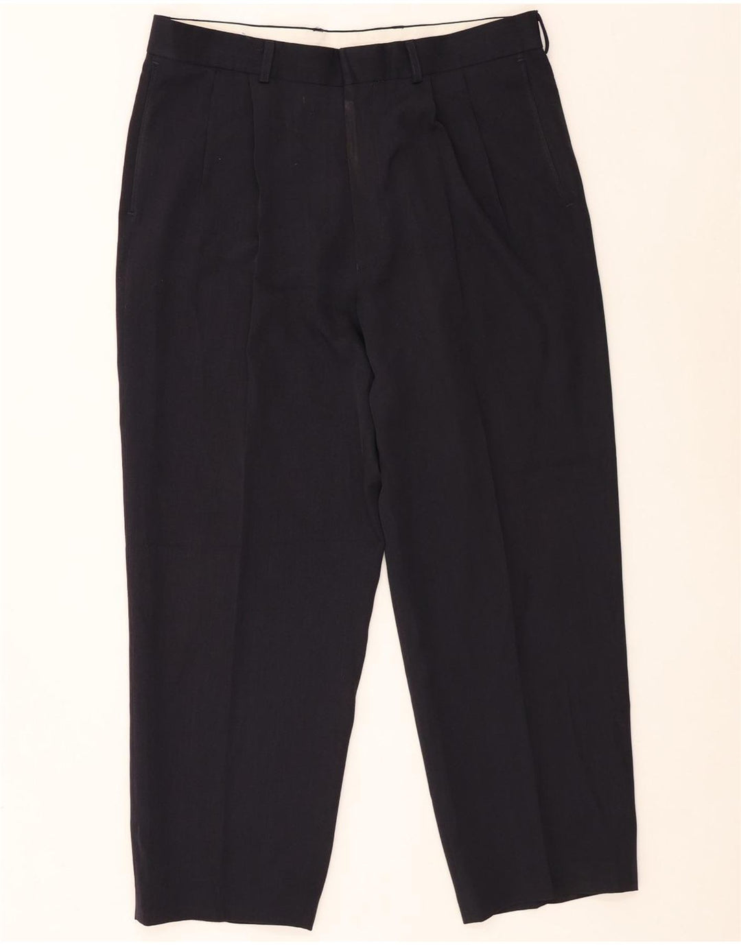 Marks & Spencer Mens Pegged Suit Trousers W34 L26 Navy Blue Polyester