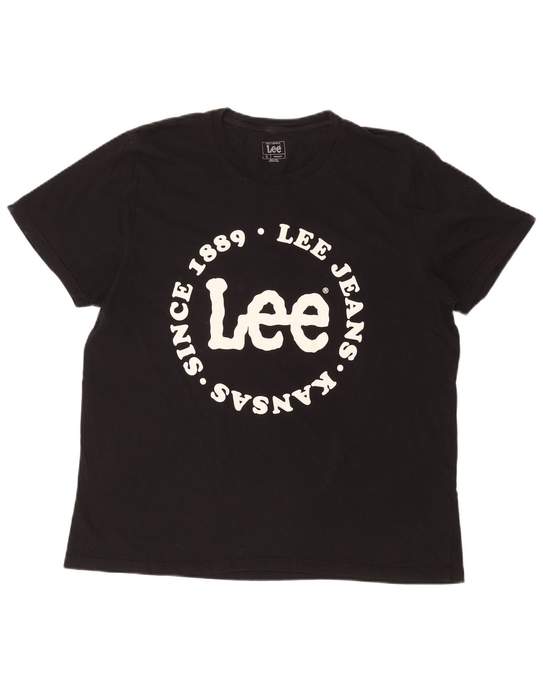 LEE Mens Regular Fit Graphic T-Shirt Top XL Black Cotton