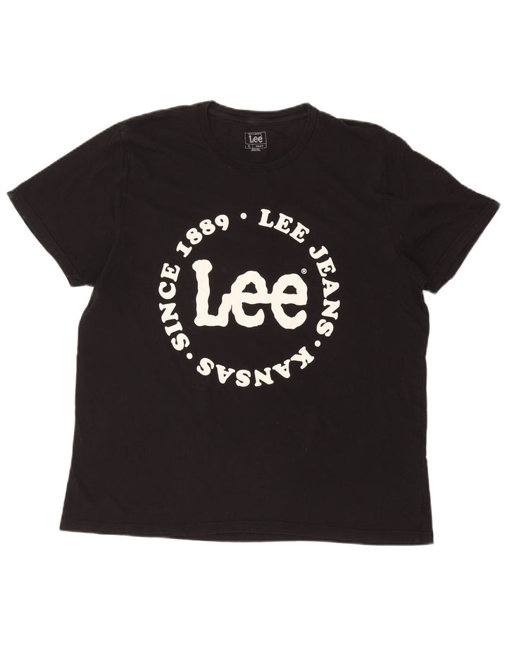 LEE Mens Regular Fit Graphic T-Shirt Top XL Black Cotton