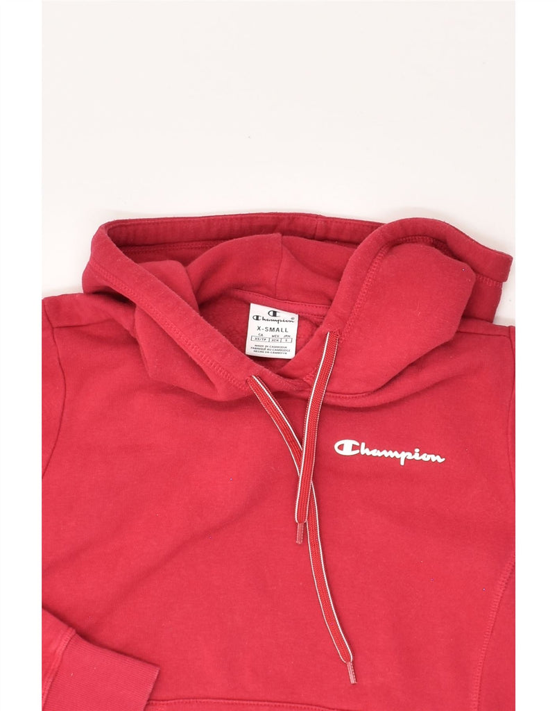 CHAMPION Womens Graphic Hoodie Jumper UK 6 XS Red | Vintage Champion | Thrift | Second-Hand Champion | Used Clothing | Messina Hembry 