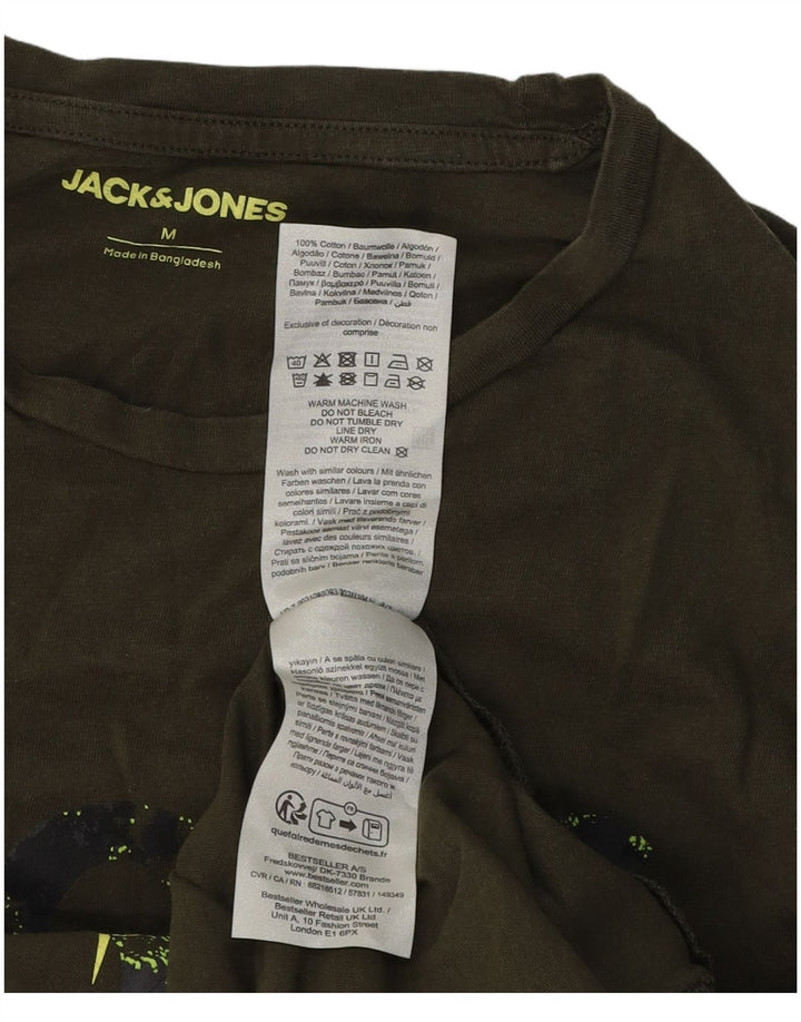 Jack & Jones Mens Graphic T-Shirt Top Medium Khaki Cotton