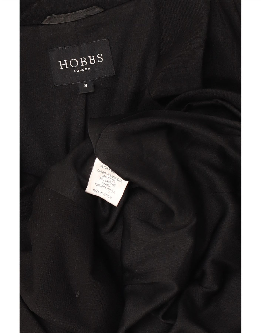 Hobbs Womens 3 Button Blazer Jacket UK 8 Small Black Viscose