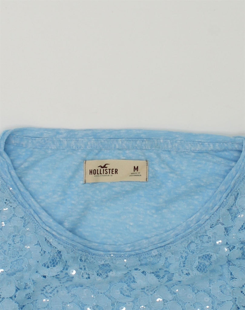 HOLLISTER Womens Lace Blouse Top UK 12 Medium Blue Flecked Cotton | Vintage Hollister | Thrift | Second-Hand Hollister | Used Clothing | Messina Hembry 