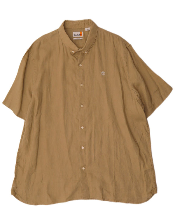 Timberland Mens Short Sleeve Slim Fit Shirt 3XL Beige Linen