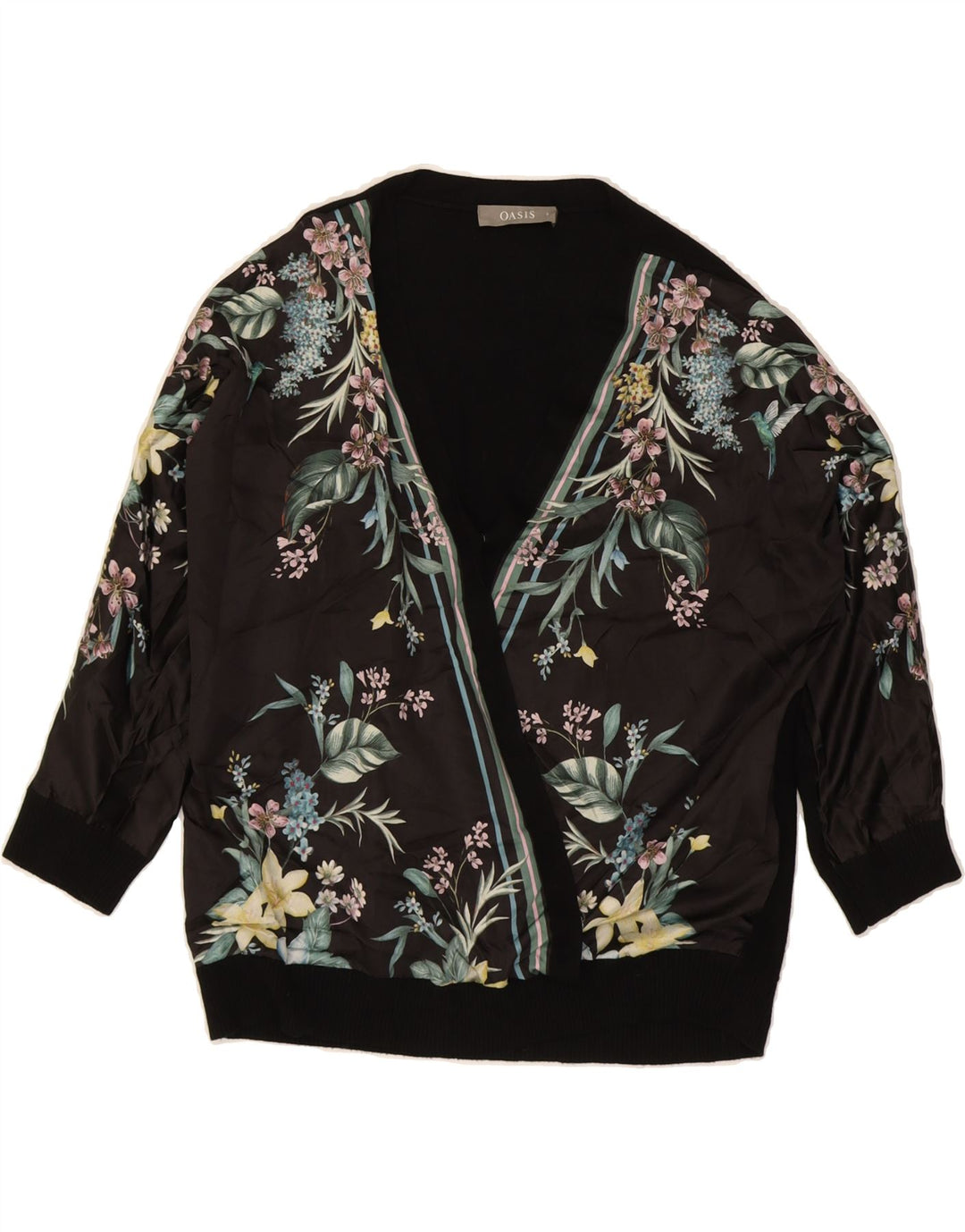 OASIS Womens Oversized V-Neck Jumper Sweater UK 10 Small Black Floral Vintage Oasis and Second-Hand Oasis from Messina Hembry 