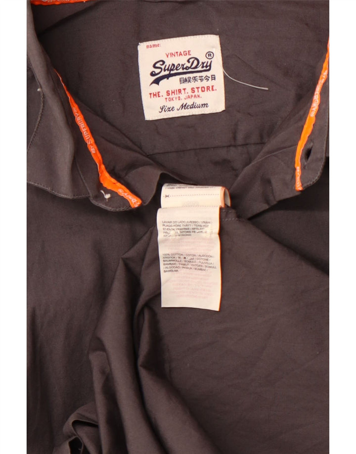 SUPERDRY Mens Shirt Medium Grey Cotton