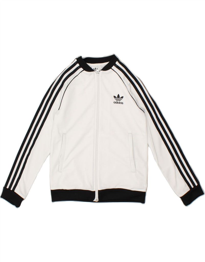 ADIDAS Boys Tracksuit Top Jacket 9-10 Years White Polyester | Vintage Adidas | Thrift | Second-Hand Adidas | Used Clothing | Messina Hembry 