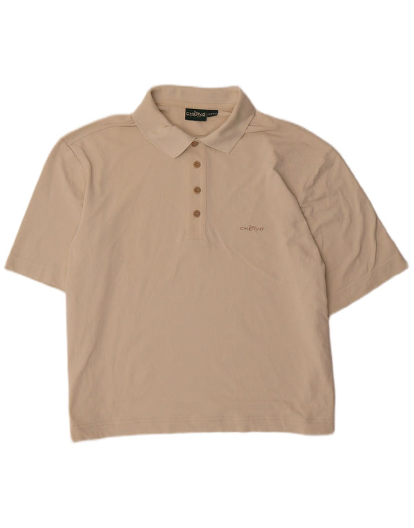 Chervo Mens Polo Shirt IT 48 Medium Beige Nylon