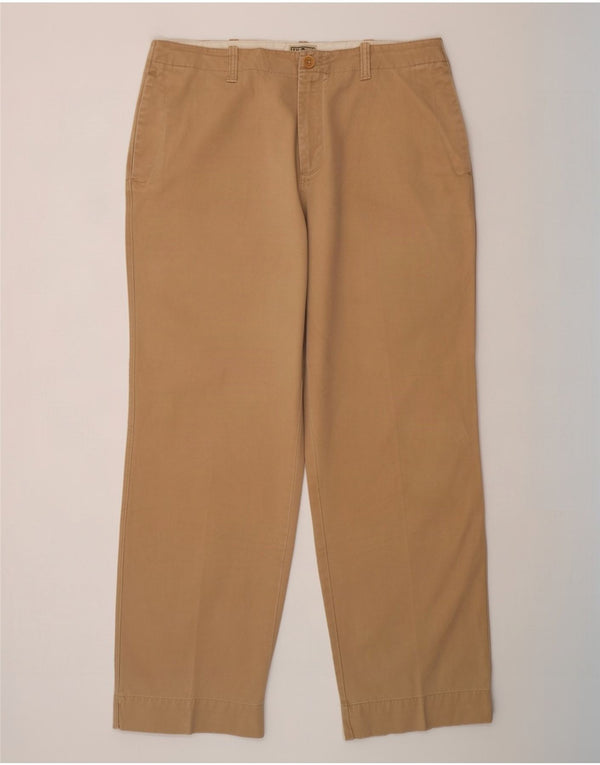 L.L.Bean Mens Straight Chino Trousers W36 L32 Beige Cotton