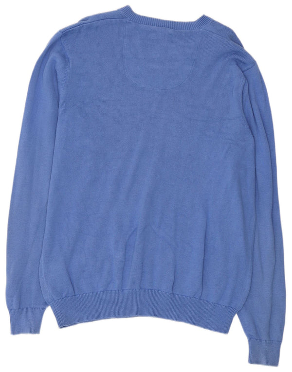 Marks & Spencer Mens V-Neck Jumper Sweater Medium Blue Cotton