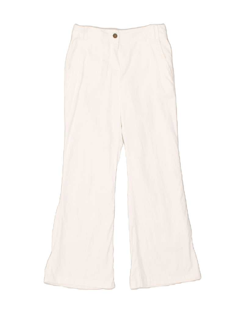 FLASH LIGHTS Womens Flare Casual Trousers US 6 Medium W27 L29 White Cotton | Vintage Flash Lights | Thrift | Second-Hand Flash Lights | Used Clothing | Messina Hembry 