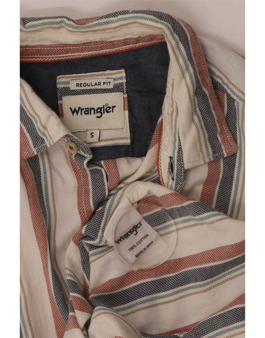 Wrangler Mens Regular Fit Shirt Small Multicoloured Striped Cotton