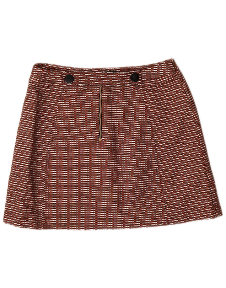 TOPSHOP Womens Mini Skirt UK 12 Medium W28 Brown Gingham Cotton