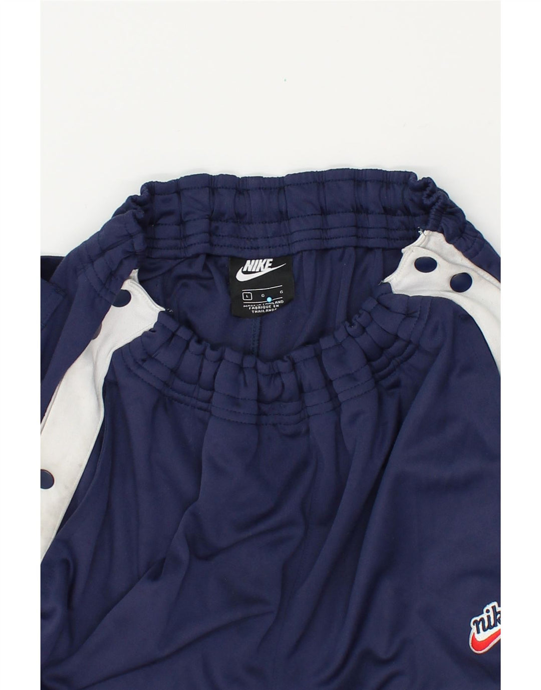 NIKE Mens Tracksuit Trousers Joggers Large Navy Blue Colourblock Polyester