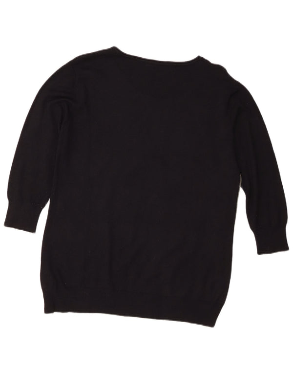 Guess Womens Oversized Graphic Boat Neck Jumper Sweater UK 6 XS Black