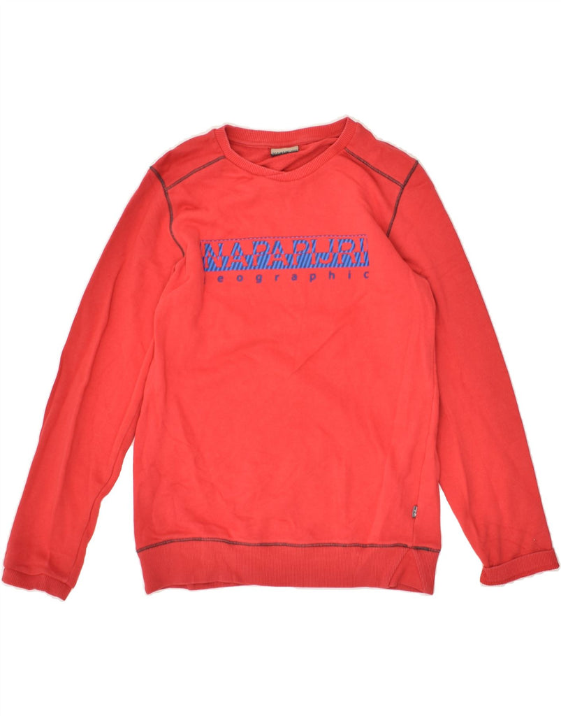 NAPAPIJRI Boys Graphic Sweatshirt Jumper 13-14 Years Red | Vintage Napapijri | Thrift | Second-Hand Napapijri | Used Clothing | Messina Hembry 