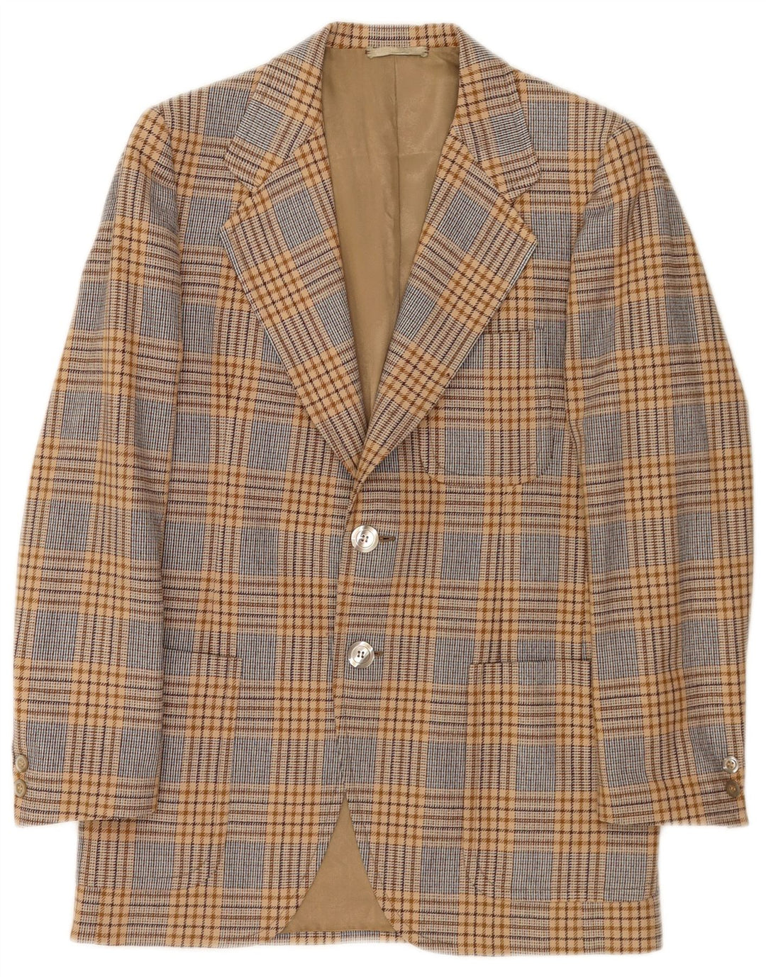 Vintage Mens 2 Button Blazer Jacket UK 36 Small Brown Houndstooth