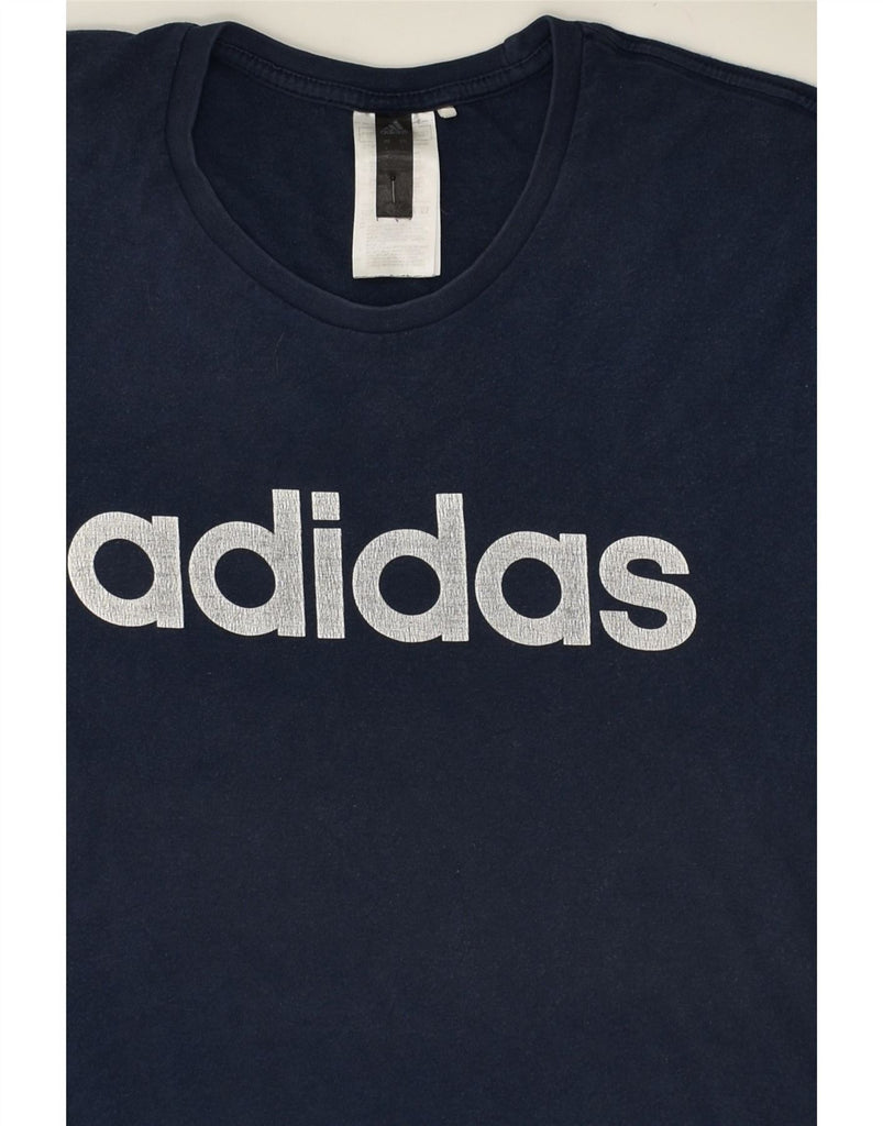 ADIDAS Mens Graphic T-Shirt Top Large Navy Blue Cotton Vintage Adidas and Second-Hand Adidas from Messina Hembry 