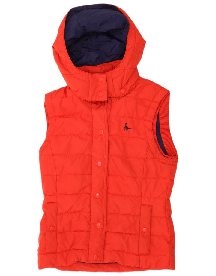 JACK WILLS Womens Hooded Padded Gilet UK 8 Small  Red Polyester