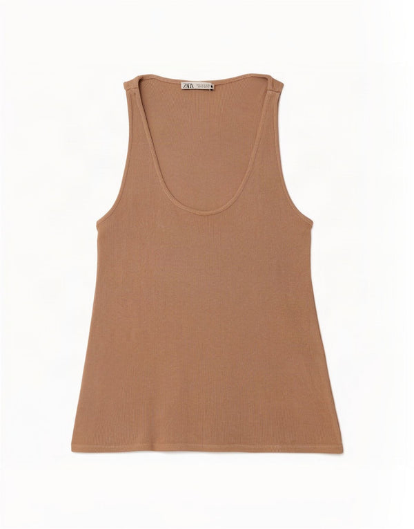 Zara Womens Vest Top UK 10 Small Beige