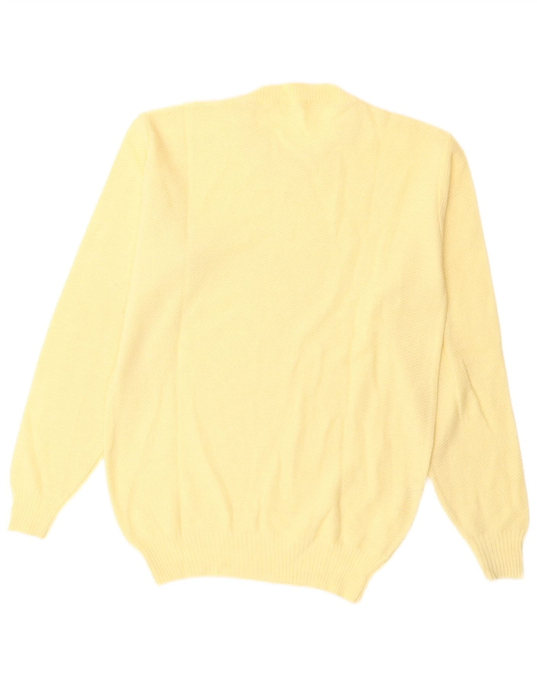VINTAGE Womens Crew Neck Jumper Sweater UK 14 Medium Yellow Wool