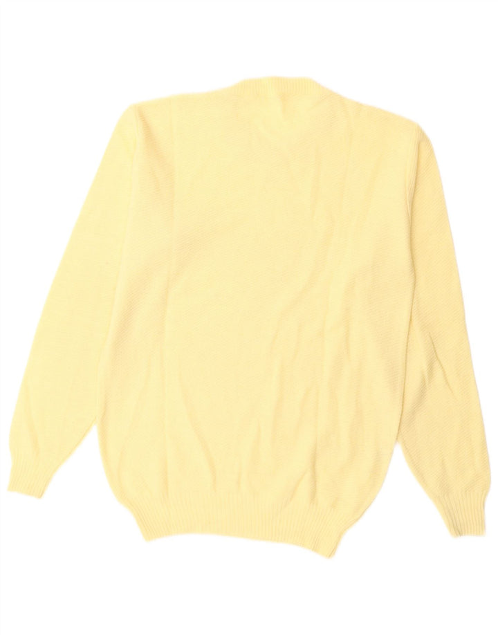 VINTAGE Womens Crew Neck Jumper Sweater UK 14 Medium Yellow Wool