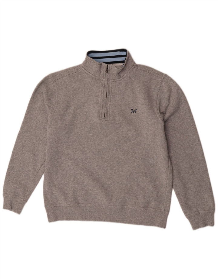 Crew Clothing Mens Zip Neck Sweatshirt Jumper Medium Grey Cotton