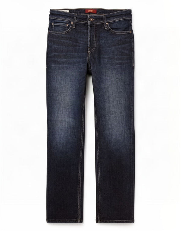 Jack & Jones Mens Clark Straight Jeans W32 L32 Navy Blue Cotton