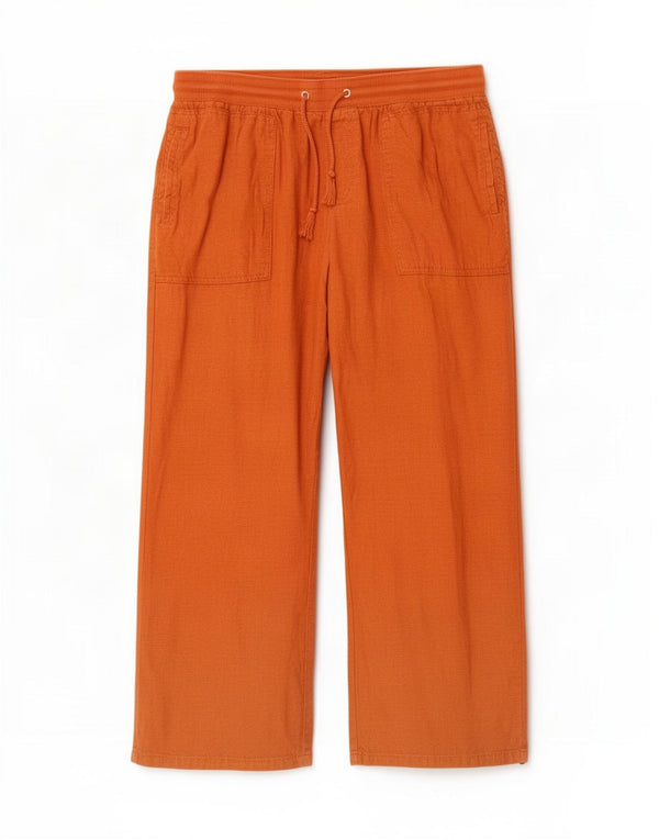 Marks & Spencer Womens Wide Leg Cropped Trousers UK 14 Large W34 L26 Brown