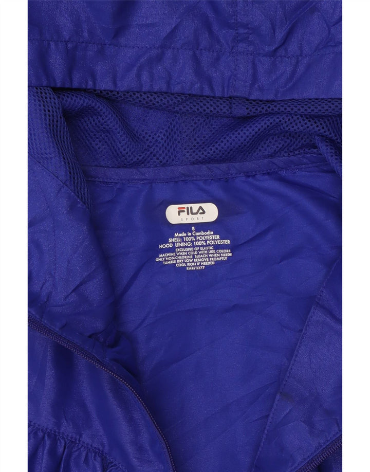 FILA Womens Oversized Hooded Rain Jacket UK 10 Small Navy Blue Polyester Vintage Fila and Second-Hand Fila from Messina Hembry 