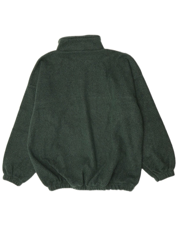Vintage Mens Zip Neck Fleece Jumper XL Green Floral