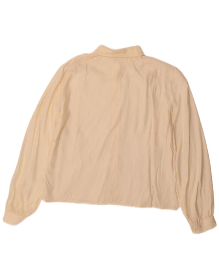 Vintage Womens Shirt Blouse IT 46 Large Off White Silk