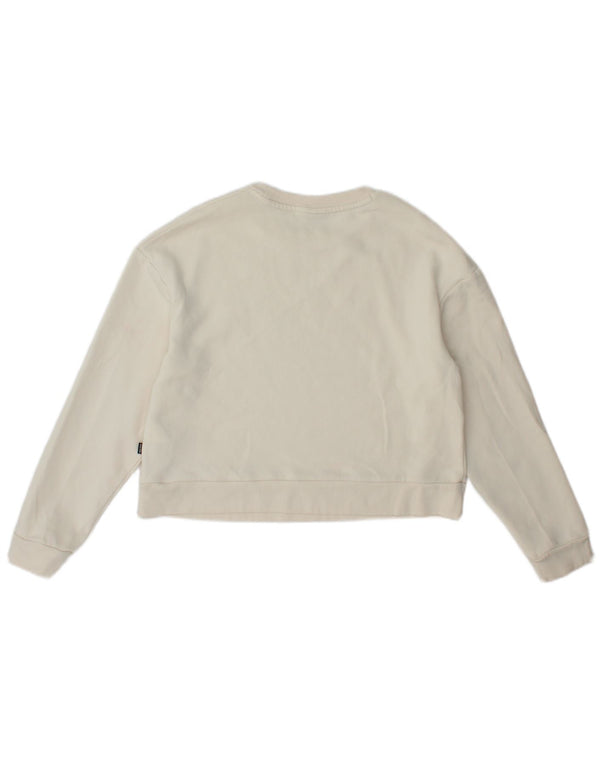 Puma Girls Graphic Crop Sweatshirt Jumper 13-14 Years White Cotton