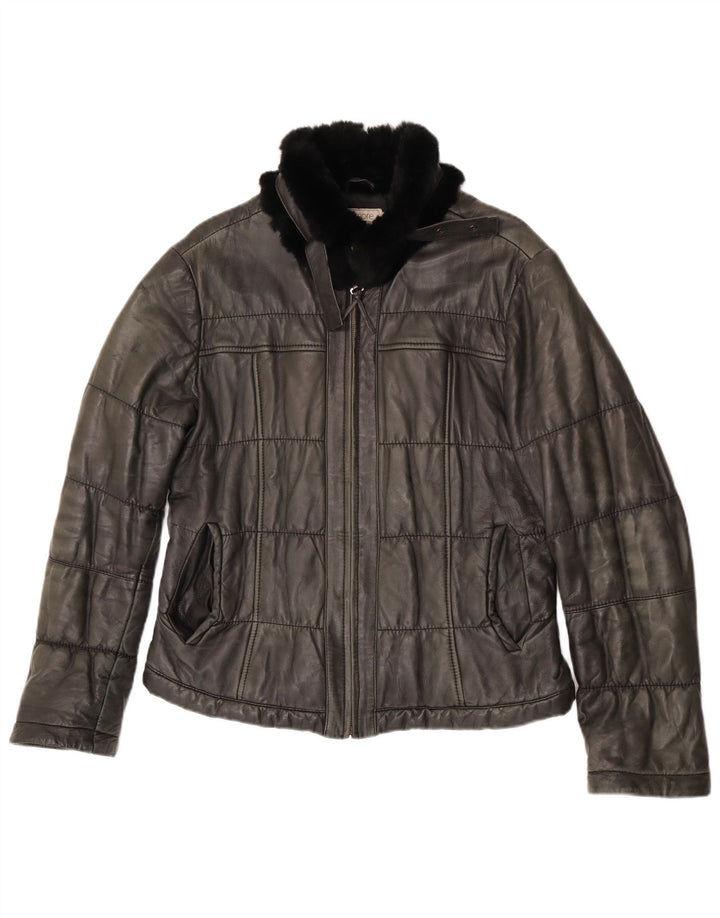Bata and More Womens Leather Jacket IT 48 XL Grey Leather